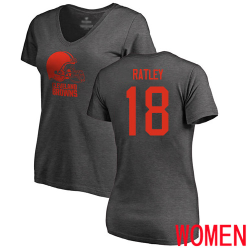 Cleveland Browns Damion Ratley Women Ash Jersey #18 NFL Football One Color T Shirt